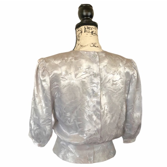 Vintage La Blouse Gray Silky Blouse Size 4 - Picture 3 of 6